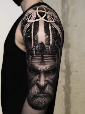 Tatuaje Brazo Realista Valhalla - Tatuador Franky Lozano - Jaula Tattoo