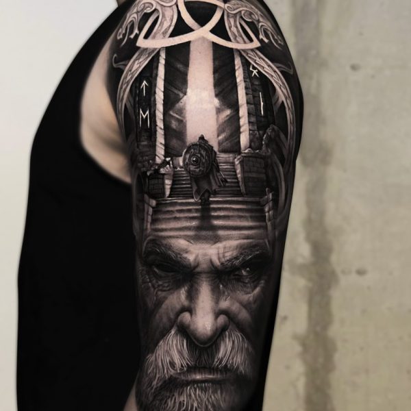 Tatuaje Brazo Realista Valhalla - Tatuador Franky Lozano - Jaula Tattoo